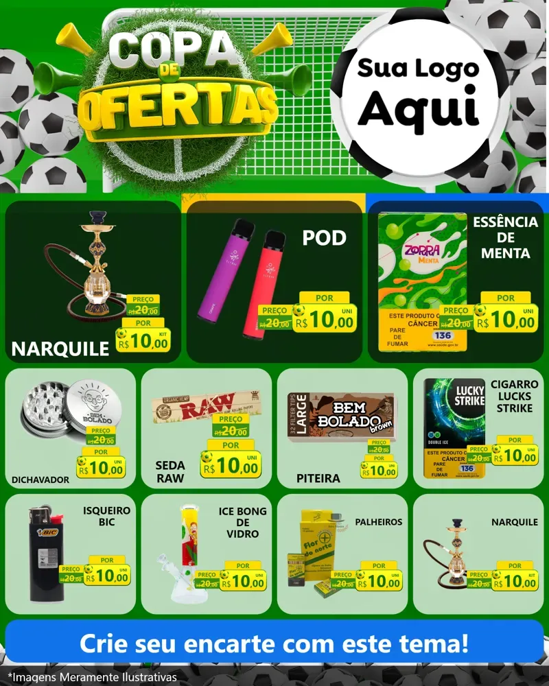 Modelo de Rede Social para Feed Instagram com o tema Copa De Ofertas para Tabacaria