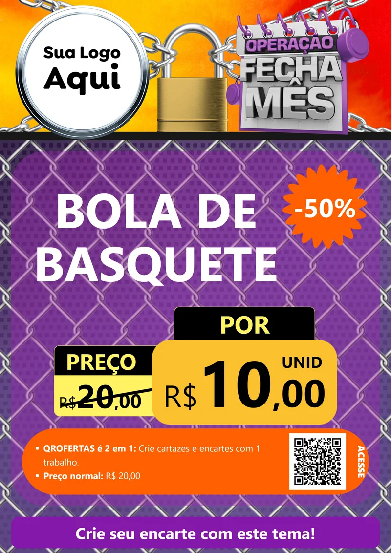 Modelo de Cartaz para Cartaz A4 Vertical com o tema Operação Fecha Mês para Artigos Esportivos