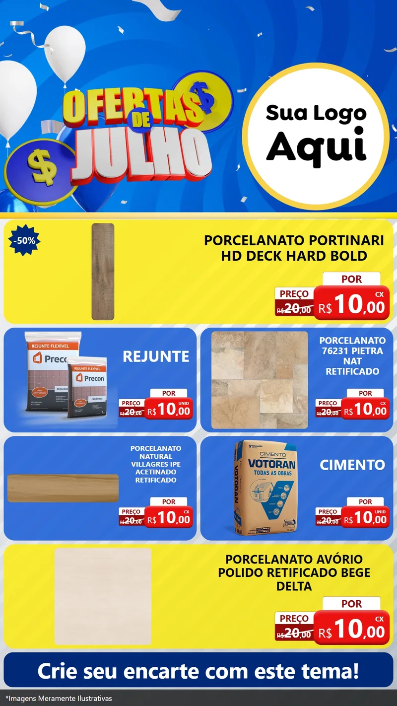 Modelo de TV para TV Vertical com o tema Ofertas de Julho para Pisos e revestimentos