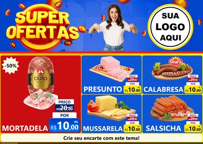 Modelo de Encarte para Encarte A4 Horizontal com o tema Super Ofertas para Frios e Laticínios