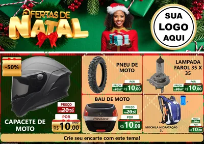 Modelo de Encarte para Encarte A4 Horizontal com o tema Ofertas de Natal para Moto peças