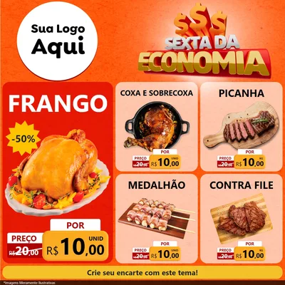 Modelo de Rede Social para Feed Facebook com o tema Sexta da Economia para Assados