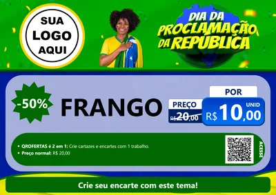 Modelo de Cartaz para Cartaz A4 Horizontal com o tema Dia Da Proclamação Da República para Assados