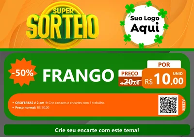 Modelo de Cartaz para Cartaz A4 Horizontal com o tema Super Sorteio para Assados