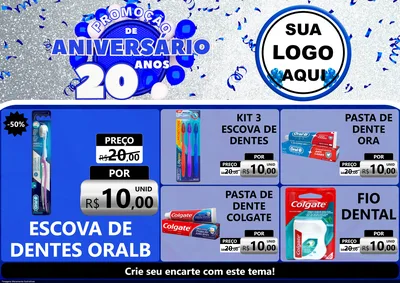 Modelo de Encarte para Encarte A4 Horizontal com o tema Promoção de Aniversário - 20 Anos para Higiene Pessoal