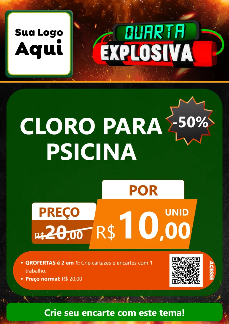 Modelo de Cartaz para Cartaz A4 Vertical com o tema Quarta Explosiva para Produtos para Piscina