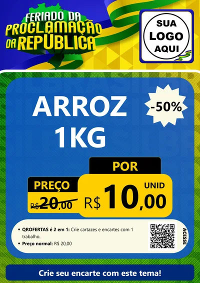 Modelo de Cartaz para Cartaz A4 Vertical com o tema Feriado da Proclamação da República para Supermercado