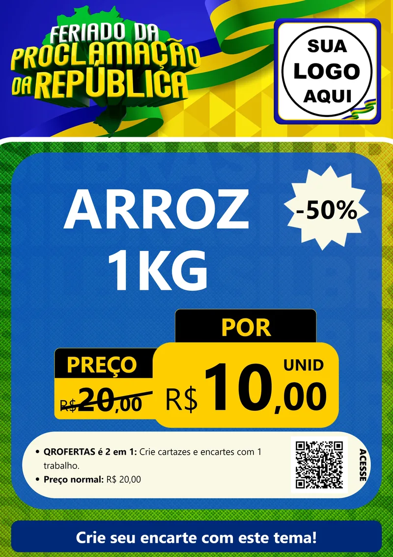 Modelo de Cartaz para Cartaz A4 Vertical com o tema Feriado da Proclamação da República para Supermercado