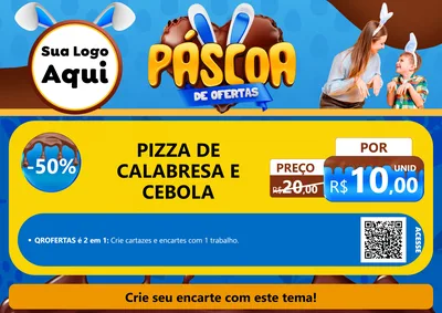 Modelo de Cartaz para Cartaz A4 Horizontal com o tema Páscoa de Ofertas para Pizzaria