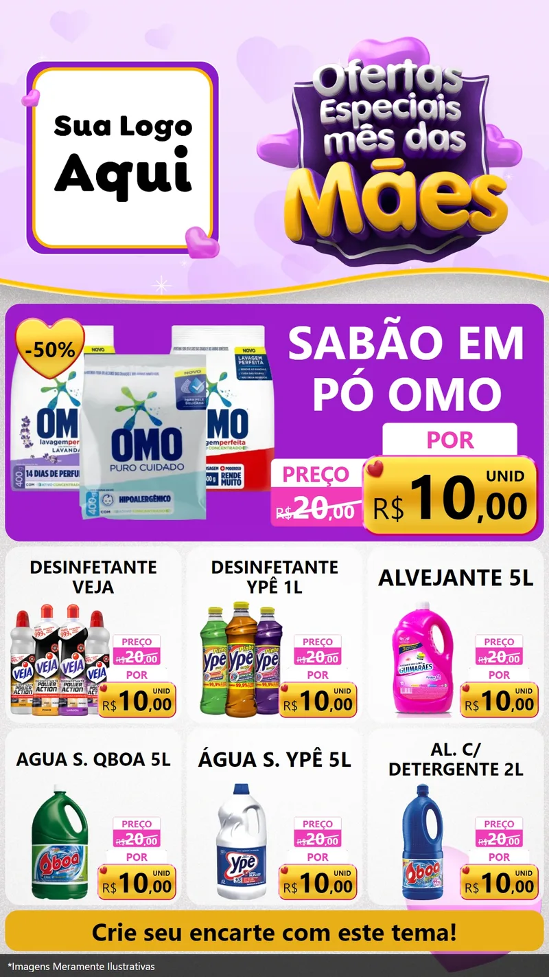 Modelo de Rede Social para Stories com o tema Ofertas Especiais - Mês das Mães para Produtos de Limpeza