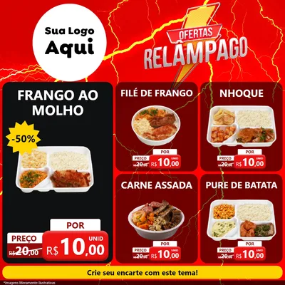 Modelo de Rede Social para Feed Facebook com o tema Ofertas Relâmpago para Restaurante