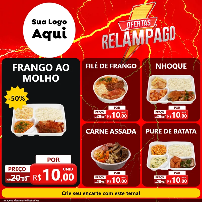 Modelo de Rede Social para Feed Facebook com o tema Ofertas Relâmpago para Restaurante