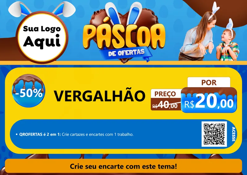 Modelo de Cartaz para Cartaz A4 Horizontal com o tema Páscoa de Ofertas para Ferragens
