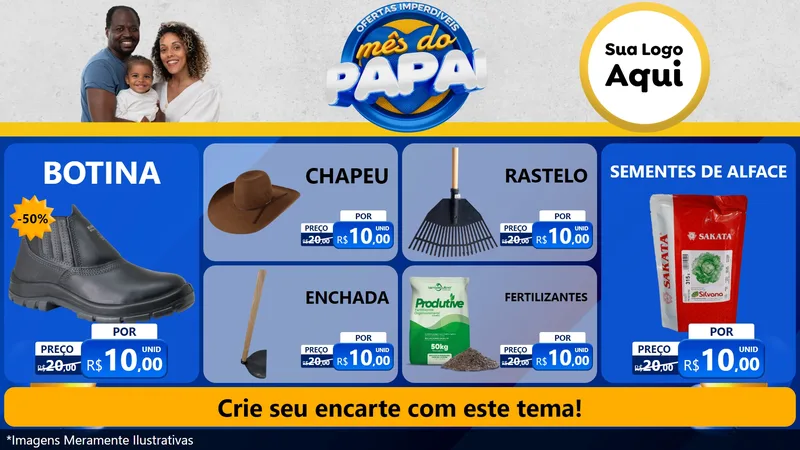 Modelo de TV para TV Horizontal com o tema Ofertas Imperdíveis Mês Do Papai para Agropecuária