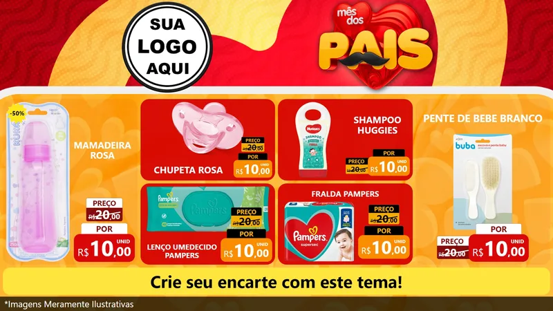 Modelo de TV para TV Horizontal com o tema Mês Dos Pais para Bebês