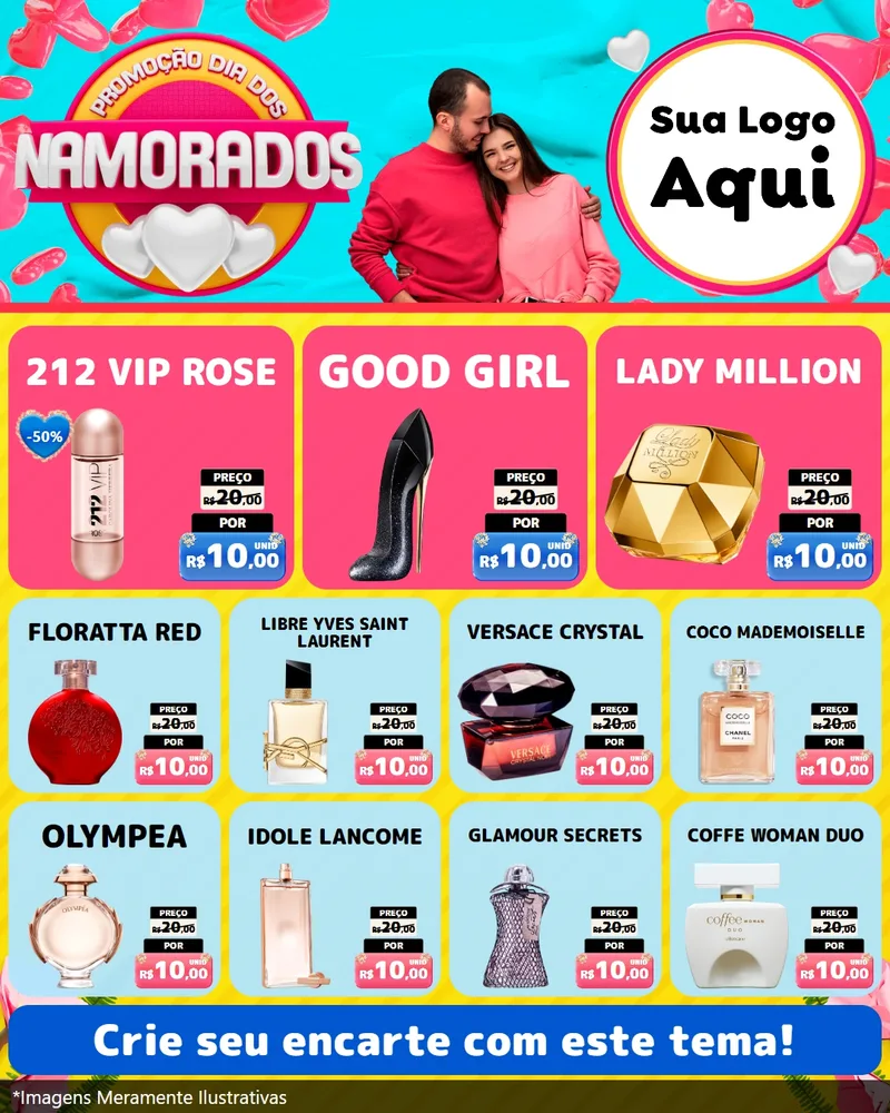Modelo de Rede Social para Feed Instagram com o tema Promoção Dia dos Namorados para Perfumes