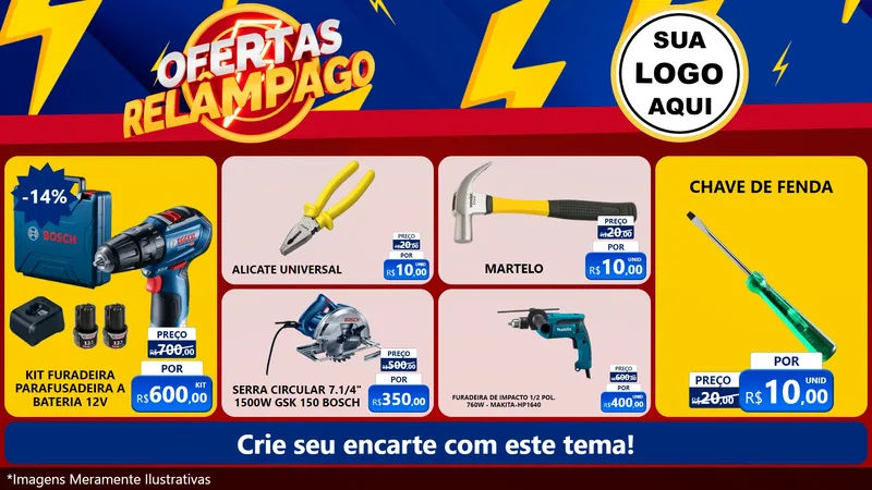 Modelo de TV para TV Horizontal com o tema Ofertas Relâmpago para Maquinas e Ferramentas