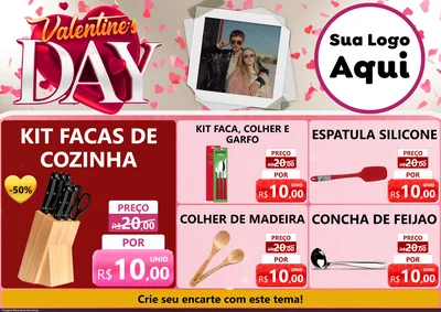 Modelo de Encarte para Encarte A4 Horizontal com o tema Valentine's Day para Utilidades Domésticas