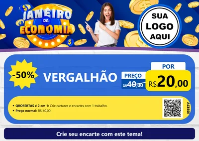 Modelo de Cartaz para Cartaz A4 Horizontal com o tema Janeiro da Economia para Ferragens