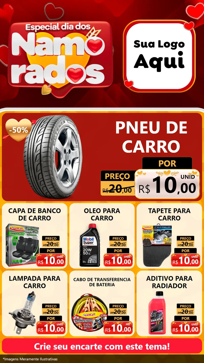 Modelo de Rede Social para Stories com o tema Especial Dia dos Namorados para Auto peças
