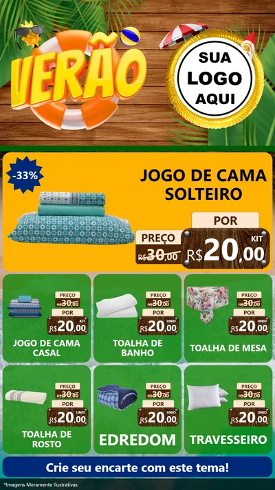 Modelo de Rede Social para Stories com o tema Verão para Cama, Mesa e Banho