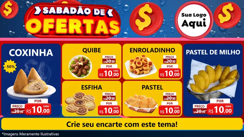 Modelo de TV para TV Horizontal com o tema Sabadão de Ofertas para Salgadaria