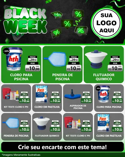 Modelo de Rede Social para Feed Instagram com o tema Black Week para Produtos para Piscina