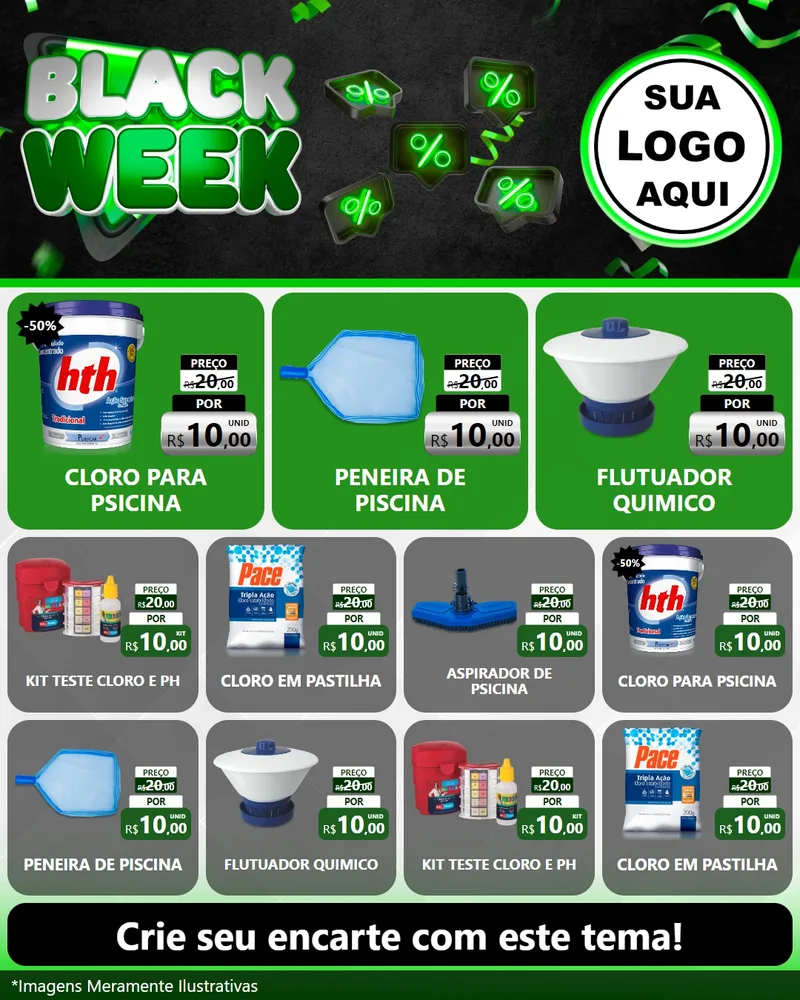 Modelo de Rede Social para Feed Instagram com o tema Black Week para Produtos para Piscina