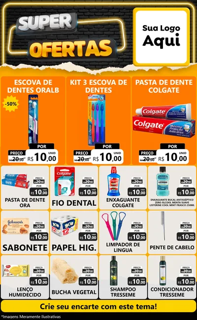 Modelo de Encarte para Encarte Grande com o tema Super Ofertas para Higiene Pessoal