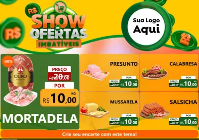 Modelo de Encarte para Encarte A4 Horizontal com o tema Show de Ofertas Imbatíveis para Frios e Laticínios