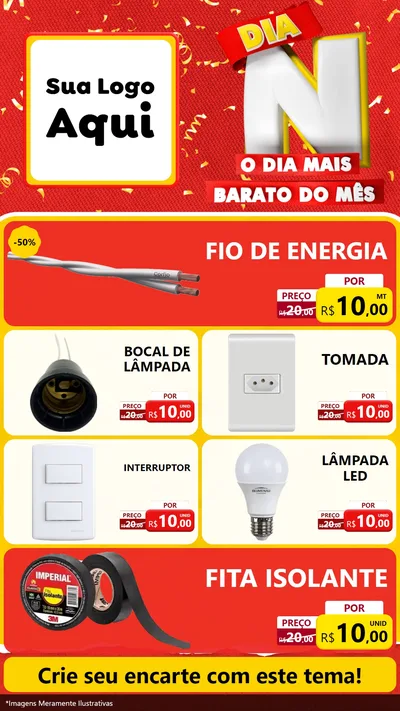 Modelo de TV para TV Vertical com o tema Dia N o Dia Mais Barato do Mês para Materiais Elétricos