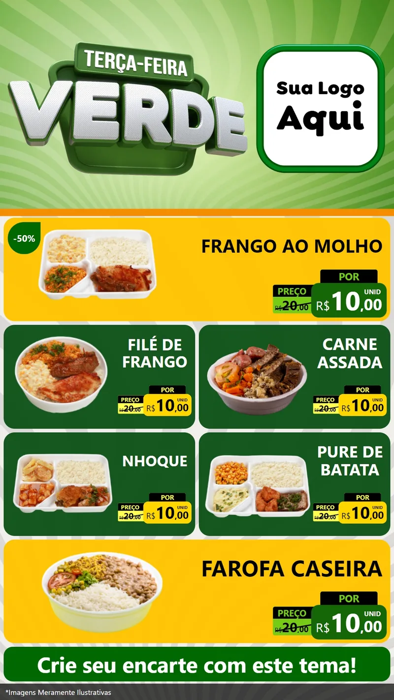 Modelo de TV para TV Vertical com o tema Terça - Feira Verde para Restaurante