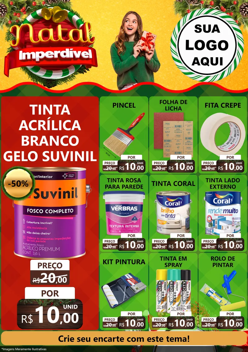Modelo de Encarte para Encarte A4 Vertical com o tema Natal Imperdível para Tintas e Ferramentas