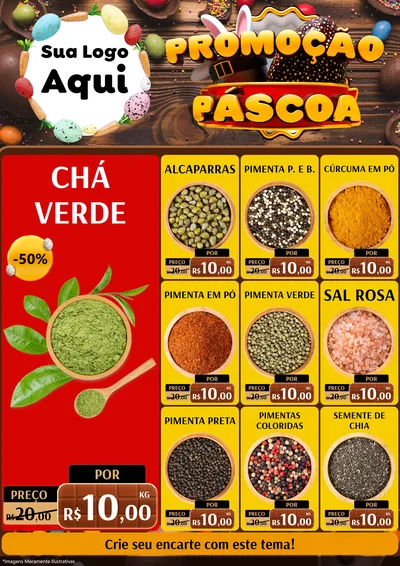 Modelo de Encarte para Encarte A4 Vertical com o tema Promoção Páscoa para Produtos Naturais