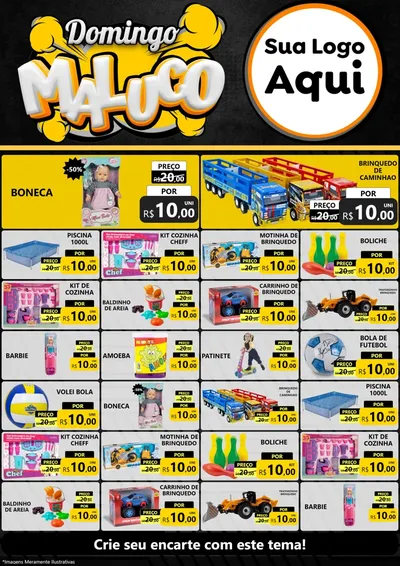 Modelo de Encarte para Encarte A4 Vertical com o tema Domingo Maluco para Brinquedos