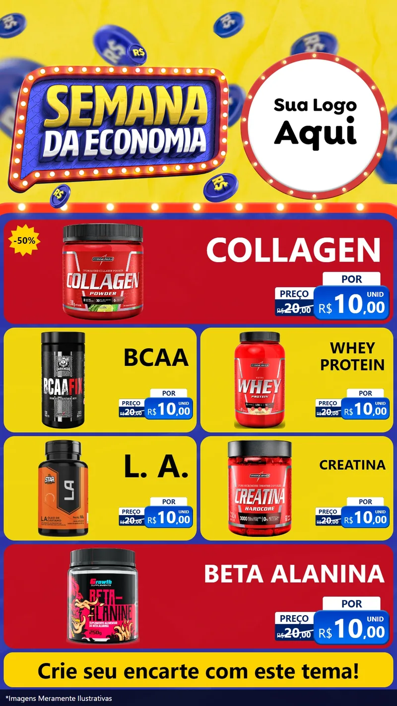 Modelo de TV para TV Vertical com o tema Semana da Economia para Suplementos alimentares