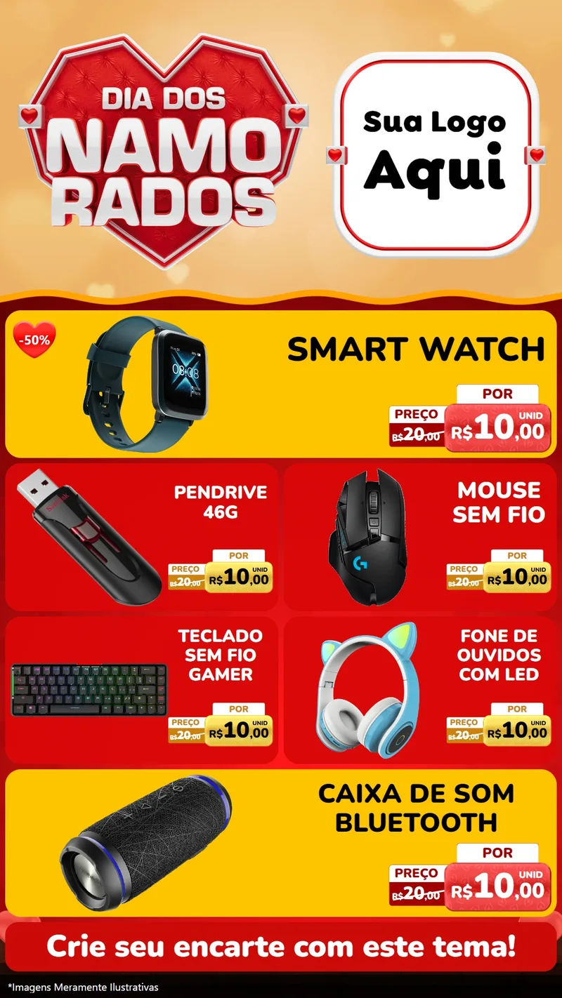 Modelo de TV para TV Vertical com o tema Dia dos Namorados para Informática