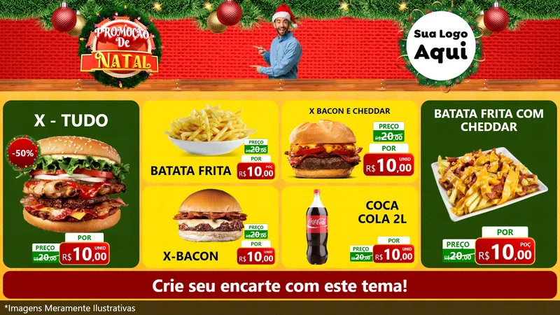 Modelo de TV para TV Horizontal com o tema Promoção de Natal para Hamburgueria