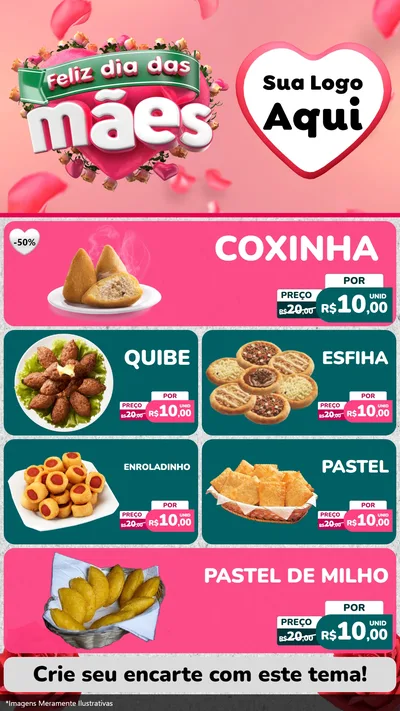 Modelo de TV para TV Vertical com o tema Feliz Dia das Mães para Salgadaria