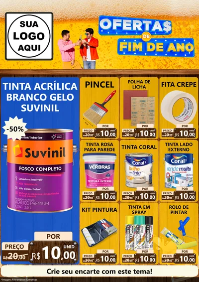 Modelo de Encarte para Encarte A4 Vertical com o tema Ofertas de Fim de Ano para Tintas e Ferramentas
