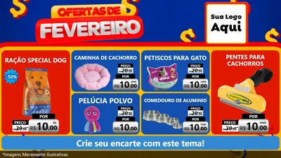 Modelo de TV para TV Horizontal com o tema Ofertas de Fevereiro para Pet Shop