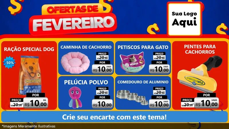 Modelo de TV para TV Horizontal com o tema Ofertas de Fevereiro para Pet Shop