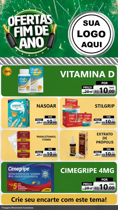 Modelo de TV para TV Vertical com o tema Ofertas Fim de Ano para Farmácia
