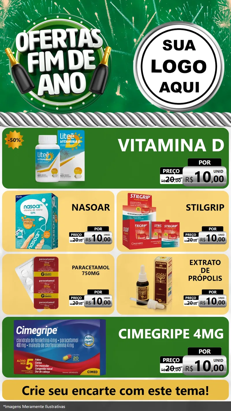 Modelo de TV para TV Vertical com o tema Ofertas Fim de Ano para Farmácia