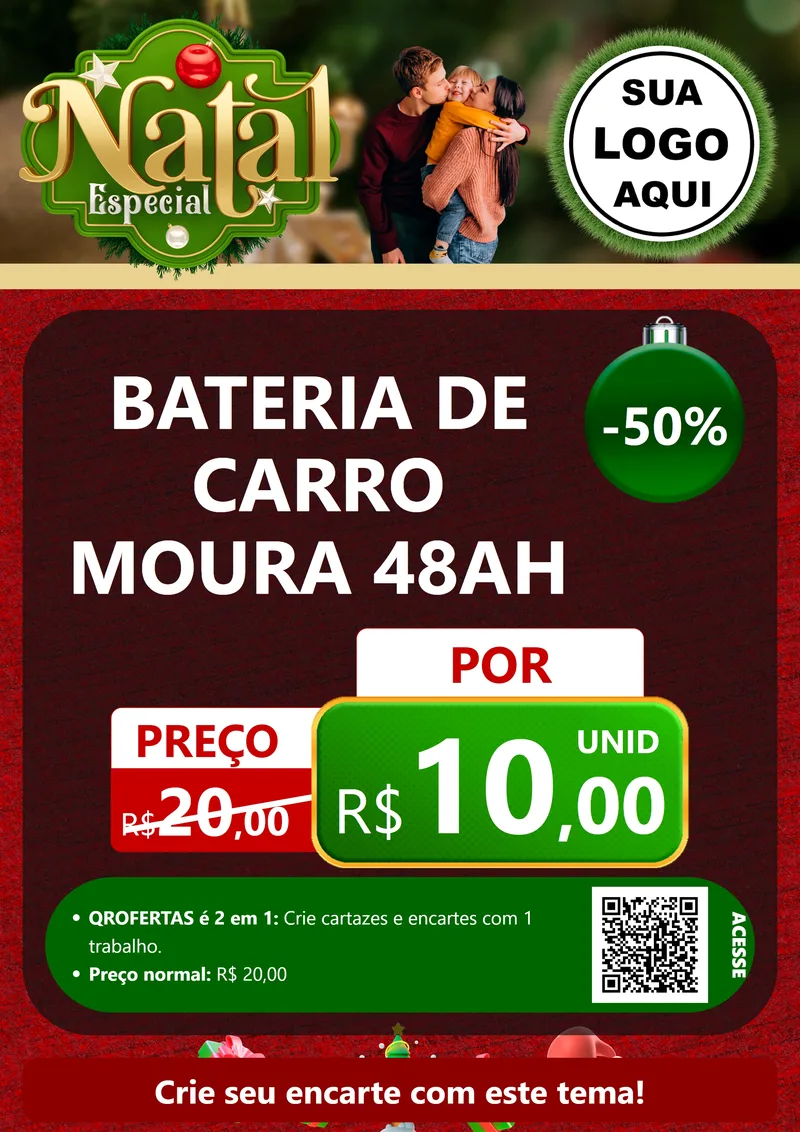 Modelo de Cartaz para Cartaz A4 Vertical com o tema Natal Especial para Baterias Elétricas