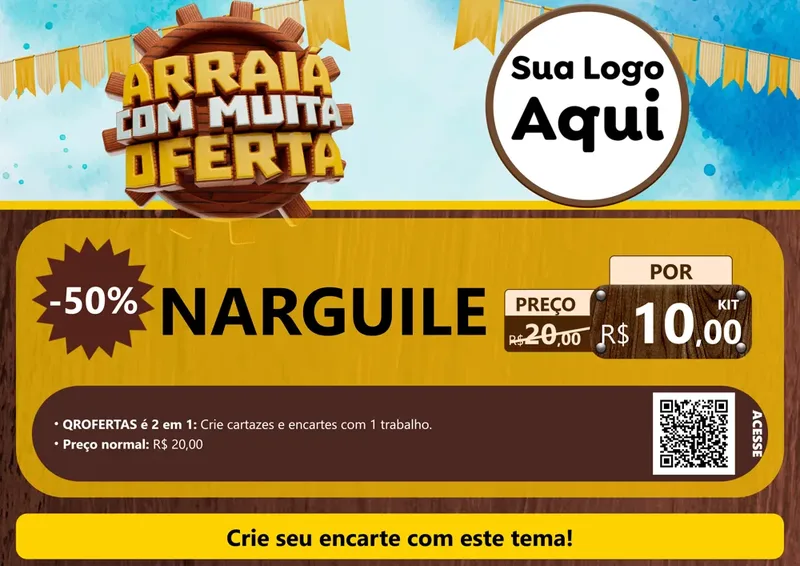 Modelo de Cartaz para Cartaz A4 Horizontal com o tema Ofertas de São João - Junina para Tabacaria