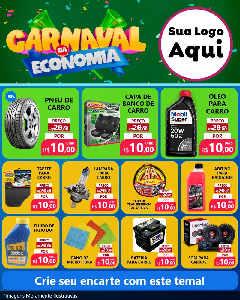 Modelo de Rede Social para Feed Instagram com o tema Carnaval da Economia para Auto peças