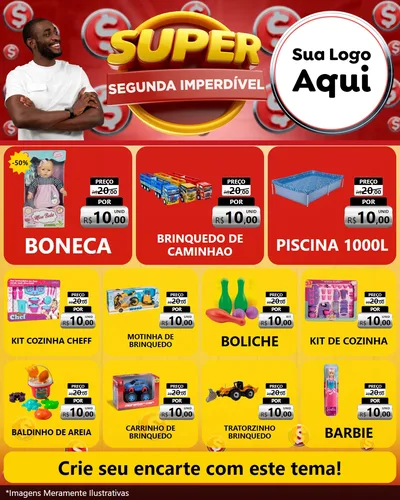 Modelo de Rede Social para Feed Instagram com o tema Super Segunda Imperdível para Brinquedos