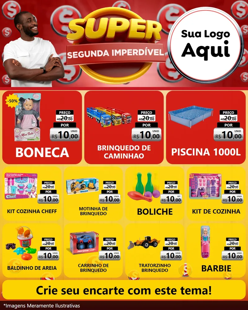 Modelo de Rede Social para Feed Instagram com o tema Super Segunda Imperdível para Brinquedos