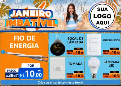 Modelo de Encarte para Encarte A4 Horizontal com o tema Janeiro Imbatível para Materiais Elétricos